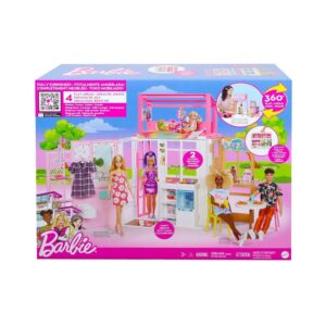 Barbie House with Doll Barbie Bebek Portatif Ev Oyun Seti